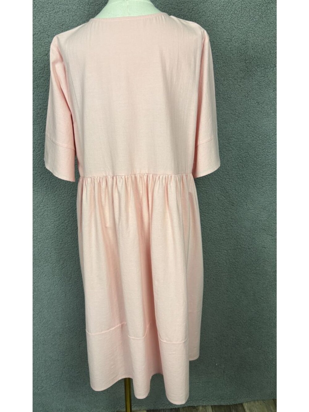 Women's Pink Tiered Babydoll Dress Round Neck Short Sleeve Size Extra Large NWTs - Picture 5 of 8